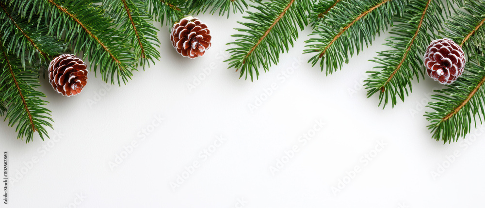 A festive arrangement of pine branches and cones on a white background, evoking a seasonal, natural aesthetic perfect for winter celebrations. A festive arrangement of pine branches and cones on a white background, evoking a seasonal, natural aesthetic perfect for winter celebrations.