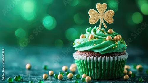 Festive St. Patrick's Day Cupcake with Green Frosting