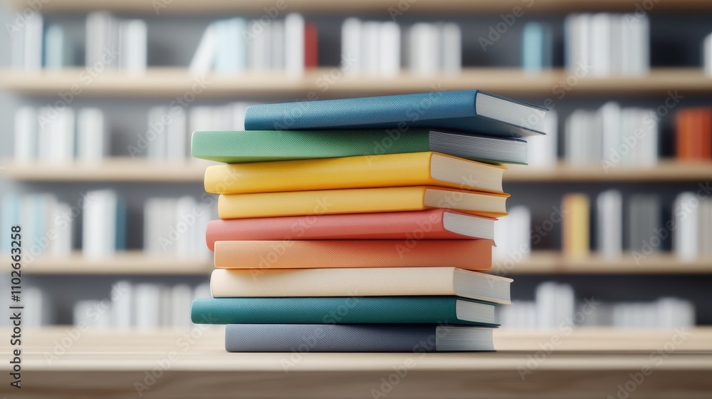 Colorful Stack of Books on a Wooden Table Colorful Stack of Books on a Wooden Table