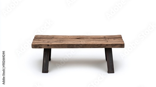 Rustic Wooden Table on White Background