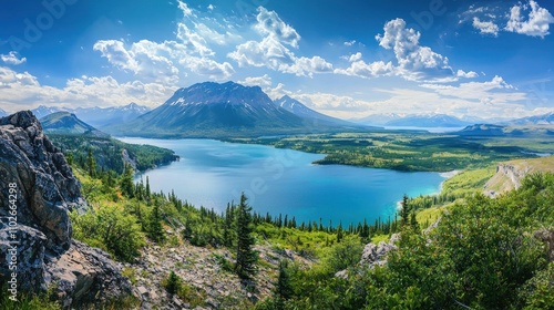 A panoramic view of Canadaâ€™s rugged wilderness, showcasing diverse landscapes from lakes to mountains.