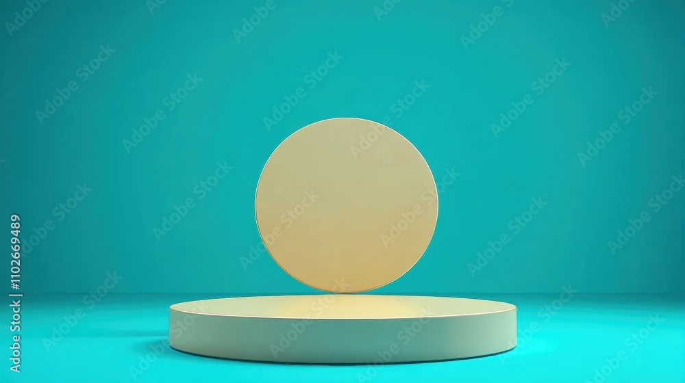 Golden Oval Shape Resting On A Circular Platform Golden Oval Shape Resting On A Circular Platform