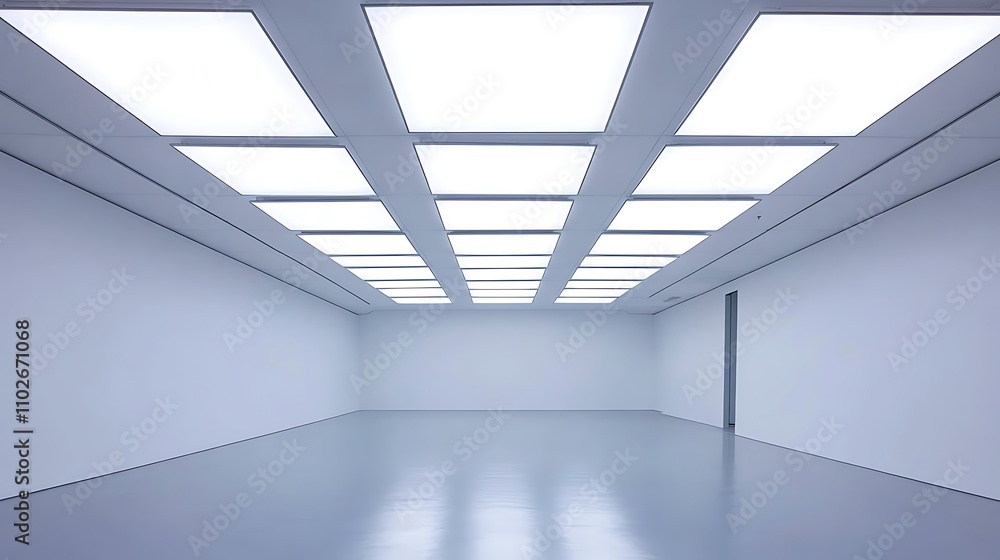 Obraz premium Empty White Room with Ceiling Lights