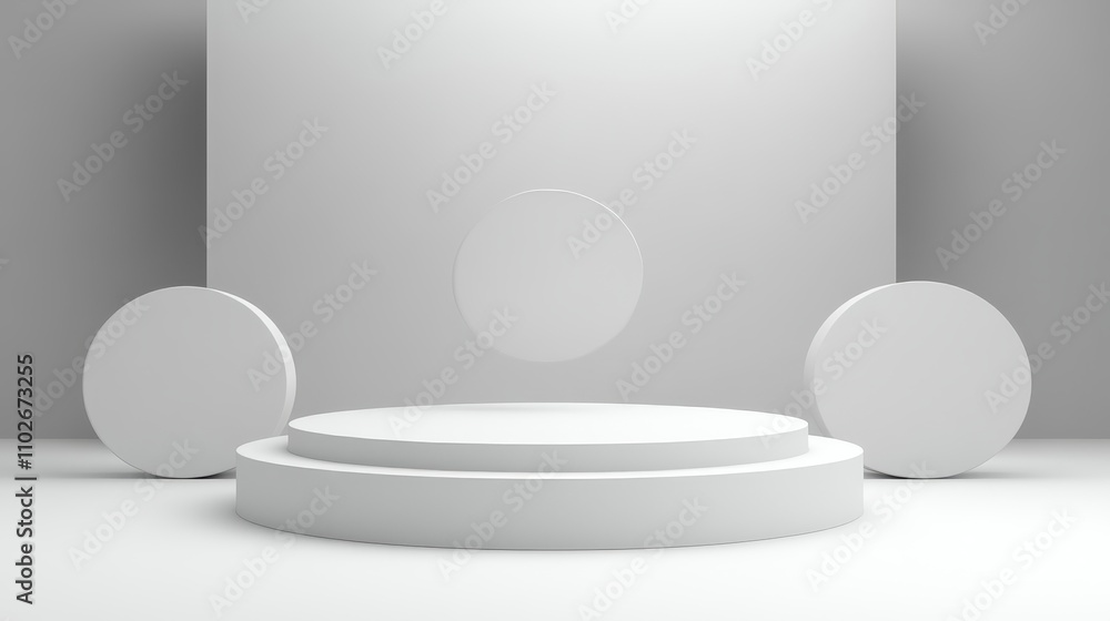 Minimalist White Cylindrical Platform Display Scene Minimalist White Cylindrical Platform Display Scene