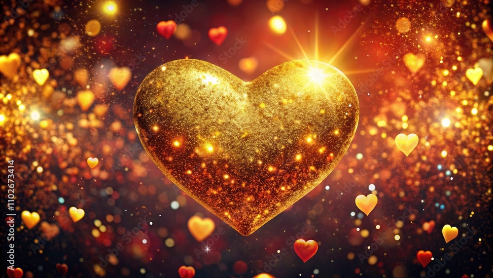 Golden Heart Valentines Day Background, Sparkling Red Gold Heart Animation, Surreal Photography Golden Heart Valentines Day Background, Sparkling Red Gold Heart Animation, Surreal Photography