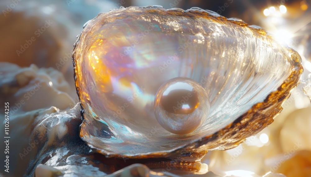 A close-up of an open oyster showcasing a lustrous pearl inside. A close-up of an open oyster showcasing a lustrous pearl inside.