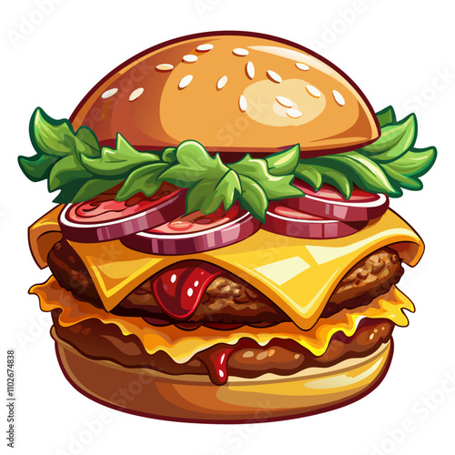 burger and fries illustration