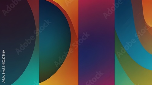 Set of 3 Smooth Arcs Background Loops. Minimal abstract gradient animations in blue, orange and green color schemes. Generative AI