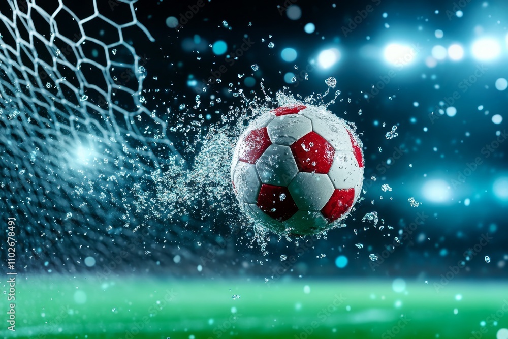 Fototapeta premium A soccer goalie diving to make a spectacular save, the ball inches from their gloves