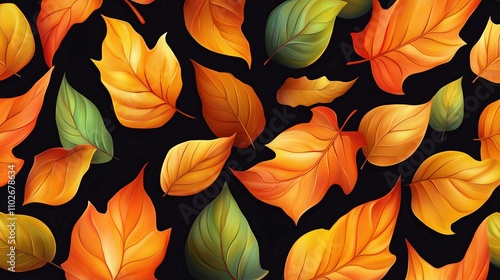 Wallpaper Mural Vibrant Japanese maple leaves dance against a dark backdrop, showcasing the beauty of nature\'s autumn palette in a serene display of color and form Torontodigital.ca