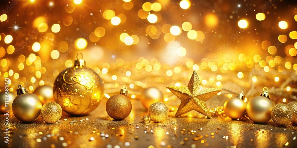Christmas Golden Background with Abstract Glitter Bokeh and Blinking Stars for Holiday Celebrations and New Year Festivities Christmas Golden Background with Abstract Glitter Bokeh and Blinking Stars for Holiday Celebrations and New Year Festivities