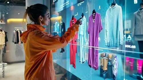 Fashion technology showcase with interactive display in a modern store