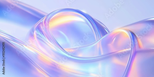 Futuristic Abstract Glass Shapes 3D Render with Iridescent Colors and Gradient Background