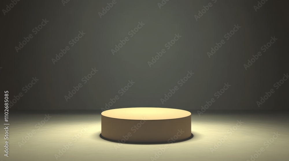 Illuminated Beige Cylinder On A Plain Surface Illuminated Beige Cylinder On A Plain Surface