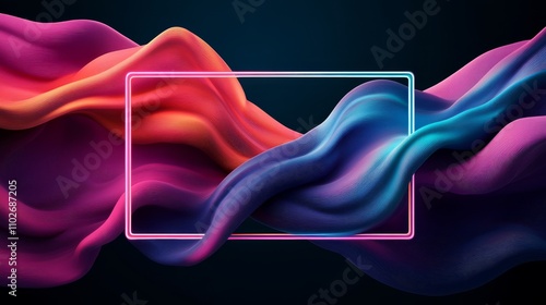 Neon Picture Frame: Modern 3D Illustration