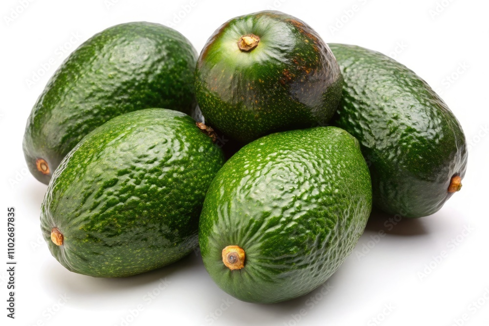 Aerial View Four Avocados Isolated White Background Stock Photo Aerial View Four Avocados Isolated White Background Stock Photo