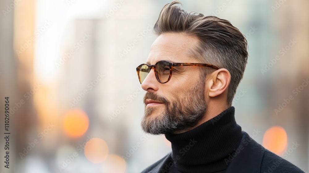 Stylish Man in Sunglasses Against Urban Background Stylish Man in Sunglasses Against Urban Background