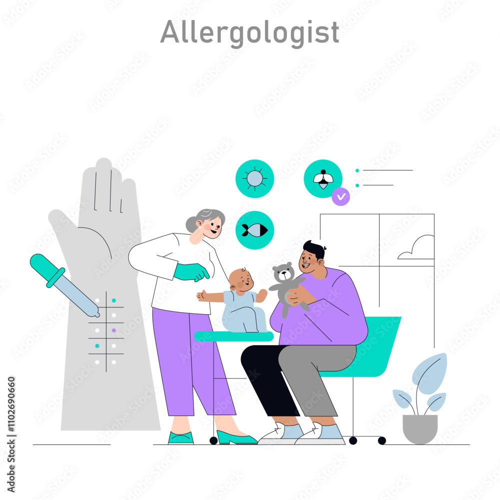 Medical Visits for Inclusive Children. Flat Vector Illustration Medical Visits for Inclusive Children. Flat Vector Illustration