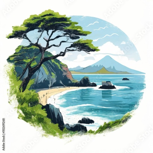 the AI Image Generator, Vibrant Coastal Landscape With Cliffside and Ocean