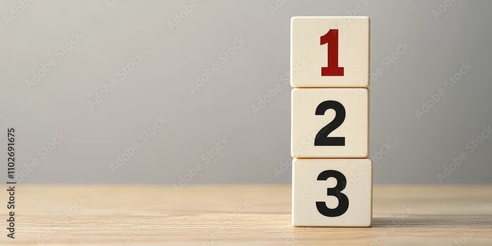 White Cubes with Numbers on Wooden Surface Clean Minimalistic Background for Business Concept White Cubes with Numbers on Wooden Surface Clean Minimalistic Background for Business Concept