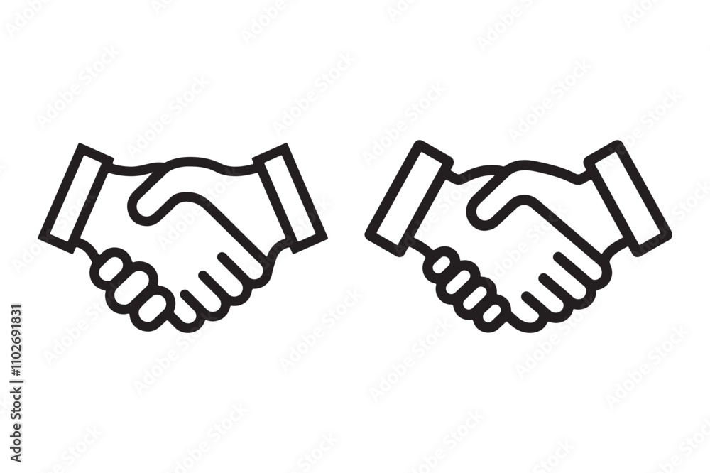 Handshake icon silhoutte outline vector art illustration on white background Handshake icon silhoutte outline vector art illustration on white background