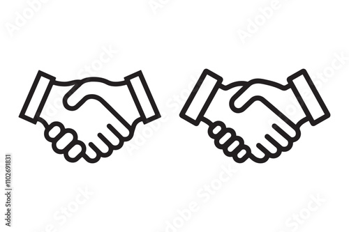 Handshake icon silhoutte outline vector art illustration on white background