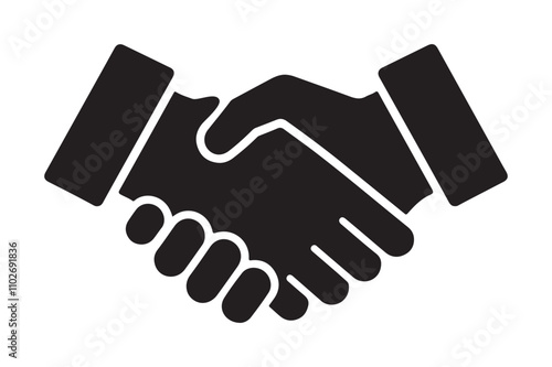 Handshake icon silhouette vector art illustration on white background