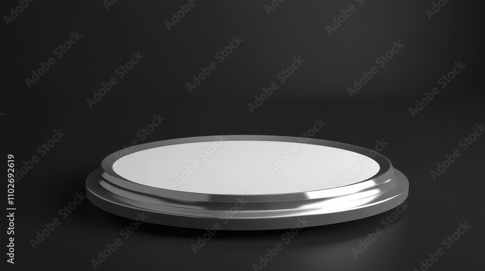 Circular Silver Platform On Black Background Circular Silver Platform On Black Background