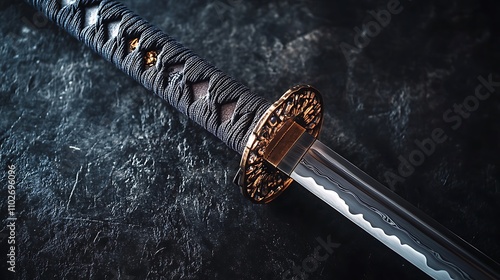 Close-up of a Traditional Japanese Sword, Katana photo