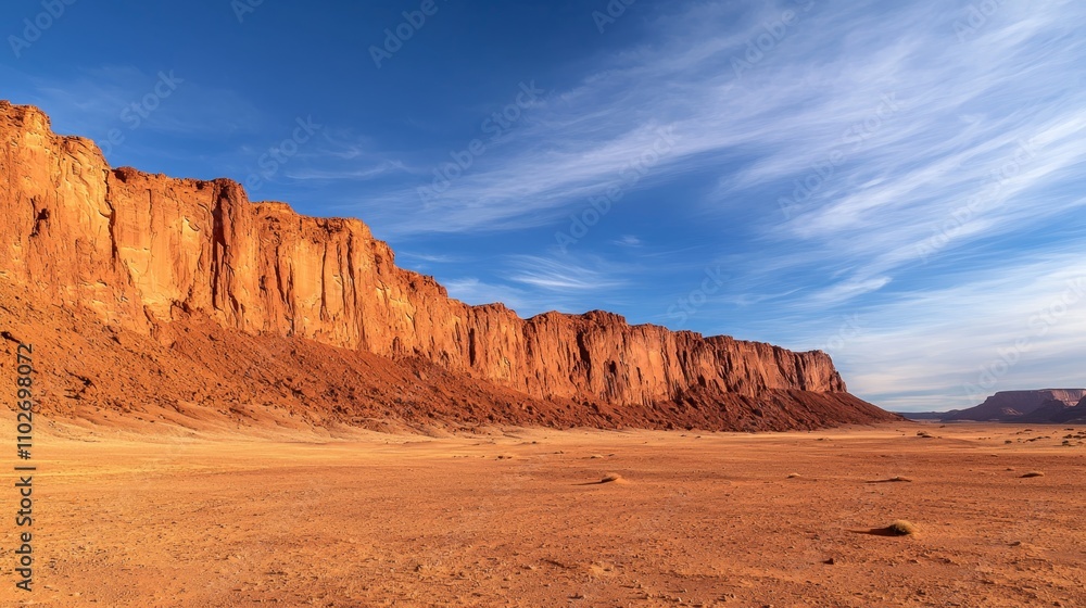 Naklejka premium Majestic Red Rock Trail: Hiking among Towering Formations and Vast Skies