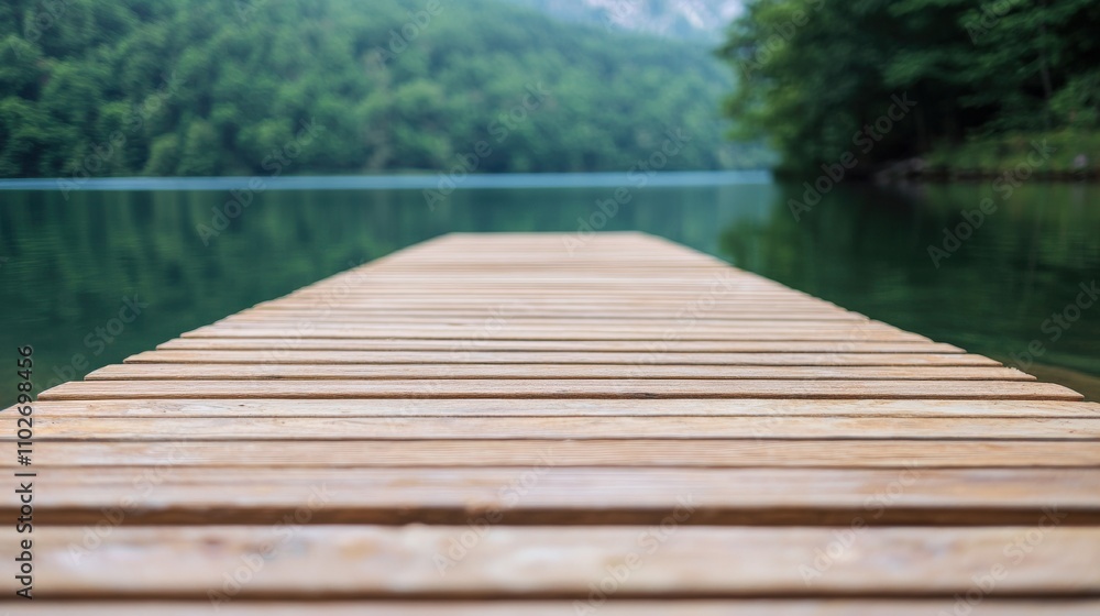 A serene wooden dock extends into a calm lake surrounded by lush greenery and mountains, inviting tranquility and reflection. A serene wooden dock extends into a calm lake surrounded by lush greenery and mountains, inviting tranquility and reflection.