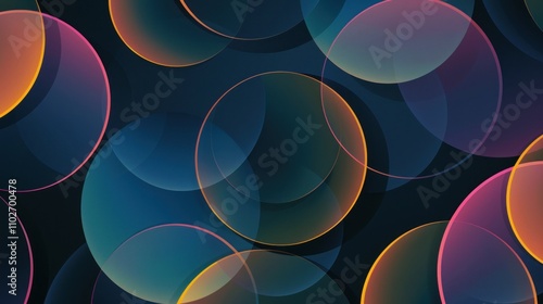 Charming digital geometric circle abstract modern wallpaper background, AI generated imagery