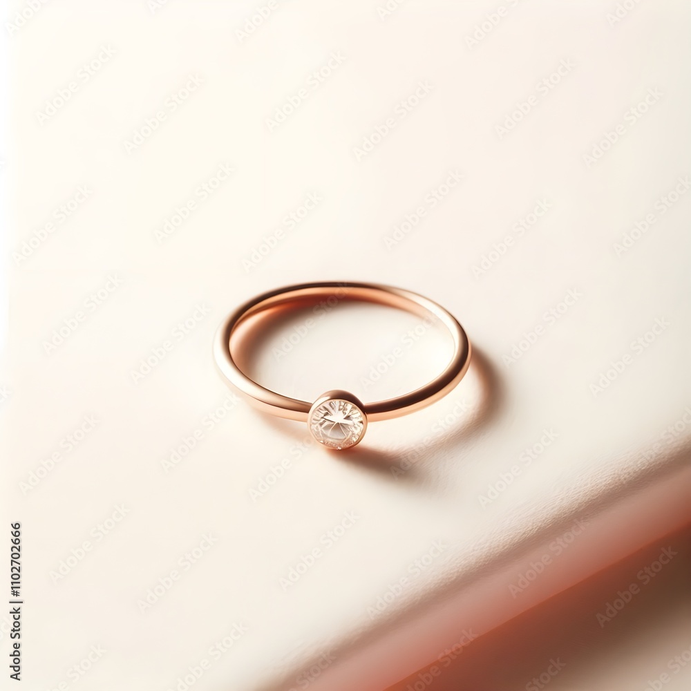 A minimal rose gold ring is set on a white background. A minimal rose gold ring is set on a white background.