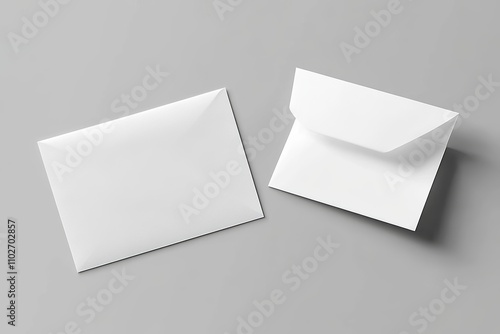 White Envelope with Open Flap and Blank Card Mockup for Invitations and Stationery