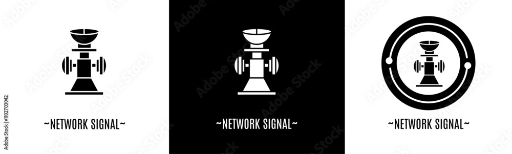 Network signal logo set. Collection of black and white logos. Stock vector. Network signal logo set. Collection of black and white logos. Stock vector.