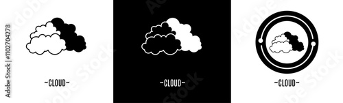 Cloud logo set. Collection of black and white logos. Stock vector.