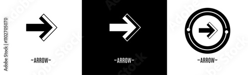 Arrow logo set. Collection of black and white logos. Stock vector.