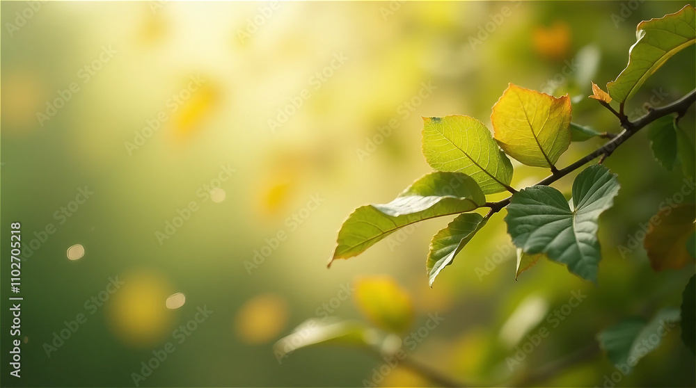 Obraz premium Leaves on an emotional tree on a sunny day.