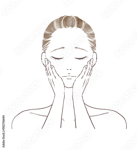 頬に両手を当て悩んで眉をひそめている女性