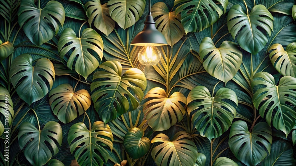 Monstera Deliciosa & Shea Plant Wallpaper: Lush Tropical Home Decor Monstera Deliciosa & Shea Plant Wallpaper: Lush Tropical Home Decor