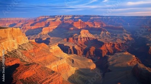 An awe-inspiring view of the Grand Canyon with its immense size and intricate rock formations.