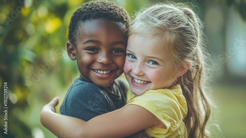 Children engaging in kind behaviors, such as sharing and helping each other