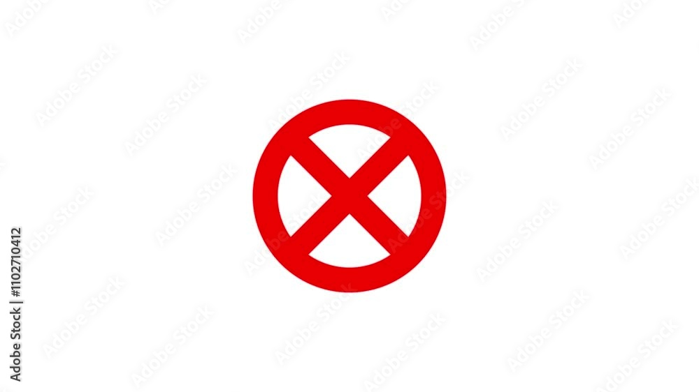 no sign with red circle icon animation on black background. Warning, stop no entry sign concept no sign with red circle icon animation on black background. Warning, stop no entry sign concept