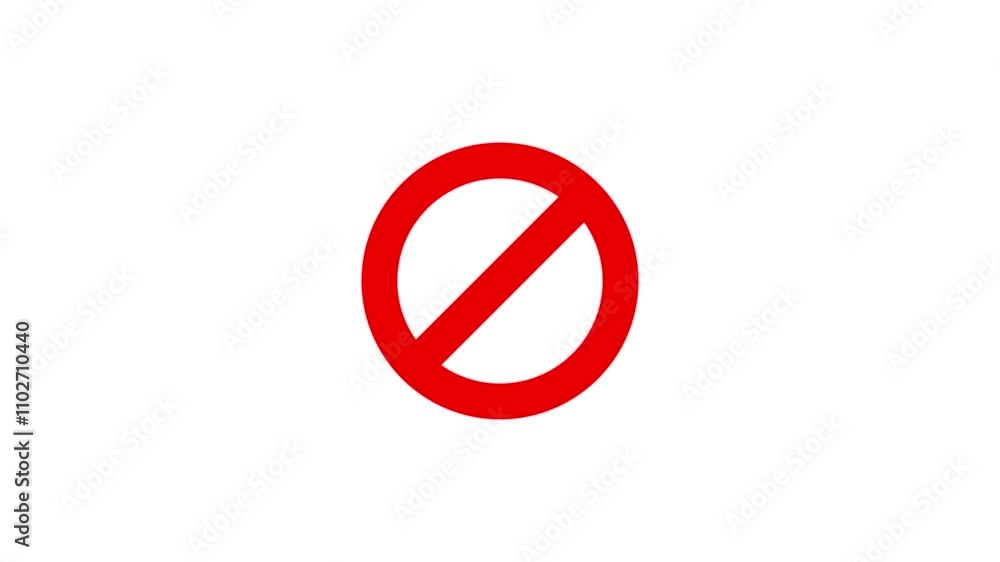no sign with red circle icon animation on black background. Warning, stop no entry sign concept no sign with red circle icon animation on black background. Warning, stop no entry sign concept