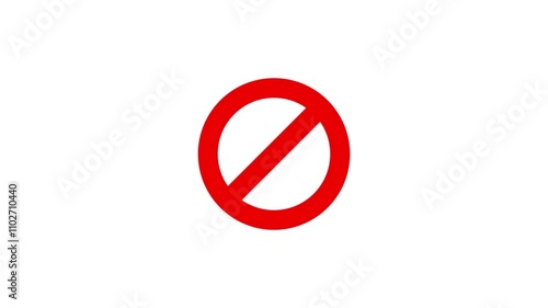 no sign with red circle icon animation on black background. Warning, stop no entry sign concept