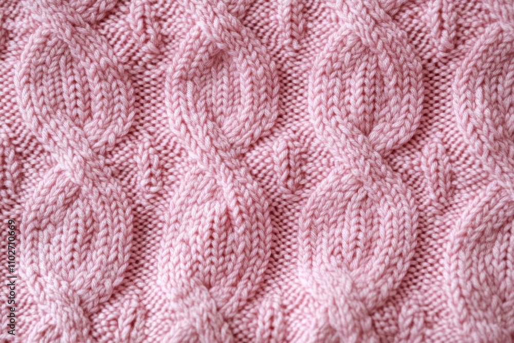 Close-Up of Pink Knitted Fabric with Diamond Patterns and Delicate Texture Close-Up of Pink Knitted Fabric with Diamond Patterns and Delicate Texture