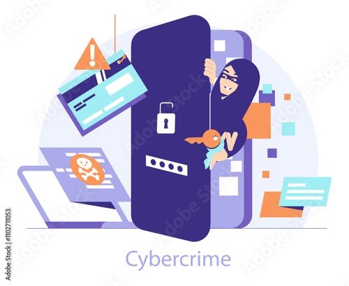 Cybercrime. Flat Vector Illustration