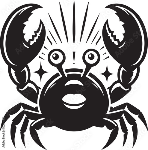 A crab with claws spread out wide in astonishment silhouette vector