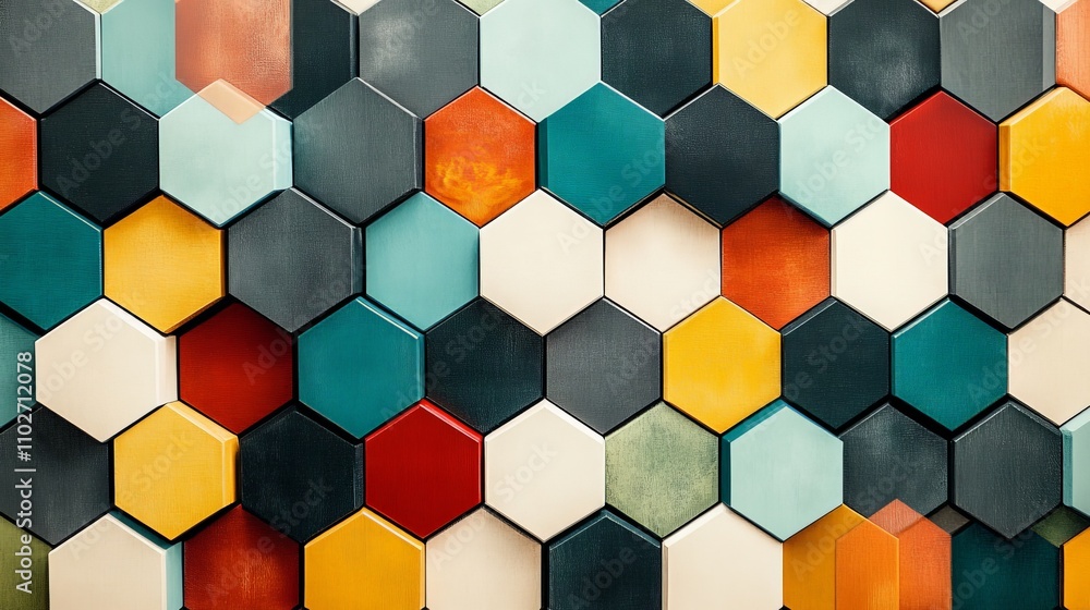 Create a geometric pattern with tessellated shapes such as hexagons and triangles Create a geometric pattern with tessellated shapes such as hexagons and triangles