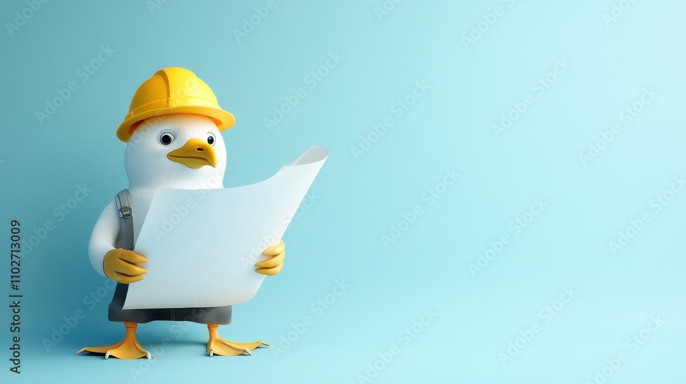 Seagull in Construction Uniform Holding Plans Seagull in Construction Uniform Holding Plans